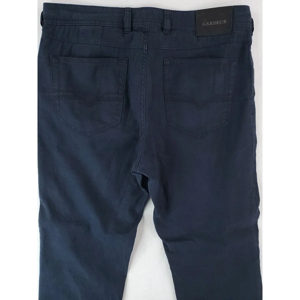 Atelier Gardeur Pants Mens 35x32 Navy Blue Nevio 1 Regular Straight Linen Blend